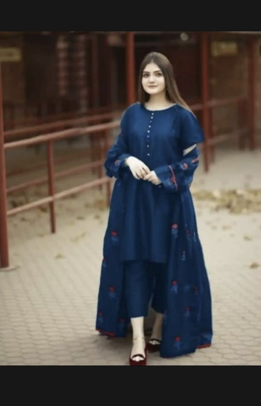 3pc Stylish Silk Embroidered